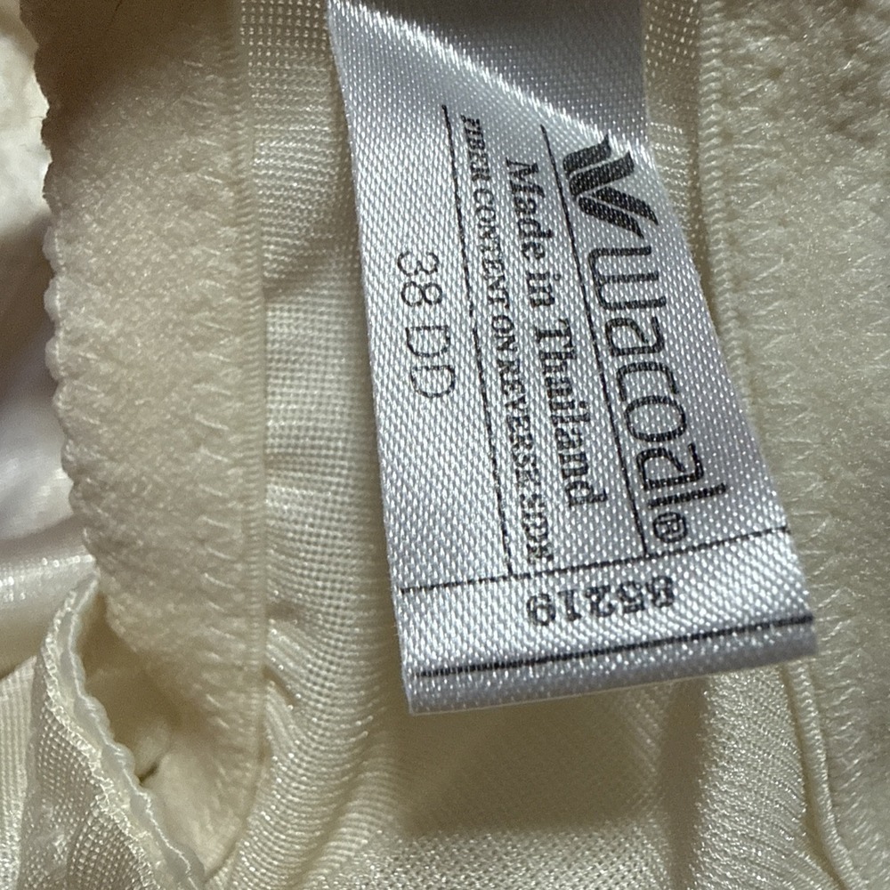 Wacoal 85219 Ivory Wire Free Semi Sheer Bra Bow & Bead Accent Preowned - Picture 7 of 7